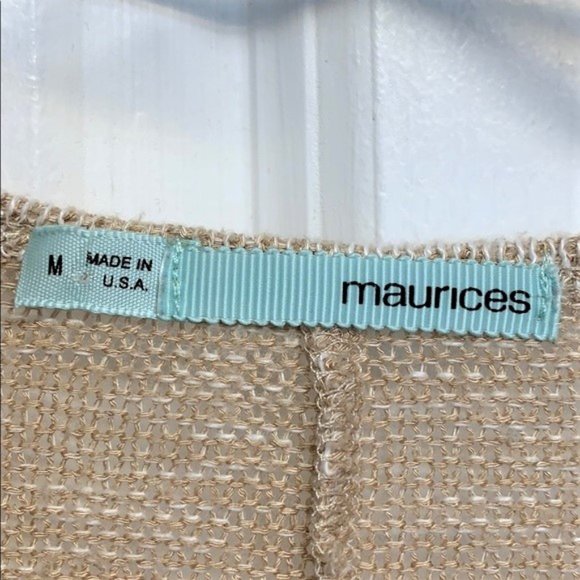 Maurices Tan White Lace & Divots V Neck Long Sleeve Rayon Blend Knit Top Size M - Picture 4 of 5